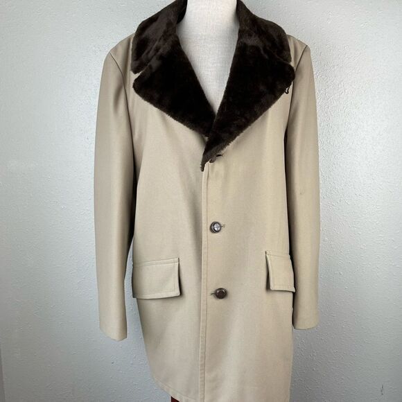 Vintage Sears The Mens Store Tan Long Coat Size 42 EUC - Picture 1 of 9